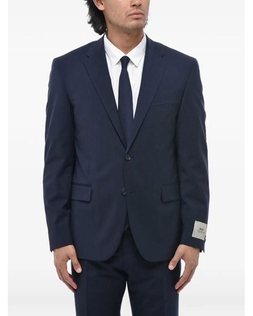 Corneliani Blue Flap-Pocket Single-Breasted Suit for men
