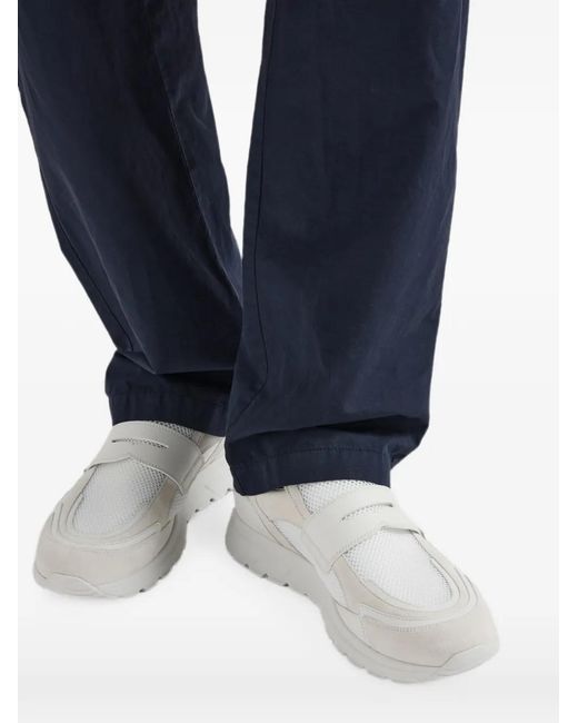 Prada White Prax Mesh Fabric And Leather Loafers for men