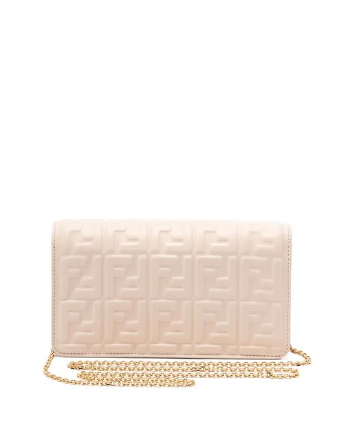 Fendi Natural Wallet On Chain Baguette Clutch Bag