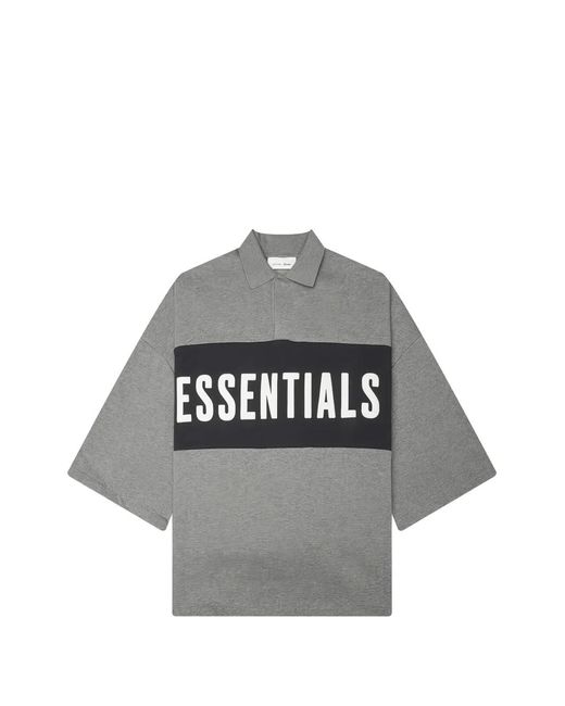 Fear Of God Gray Essentials Panelled Cropped Polo Shirt for men