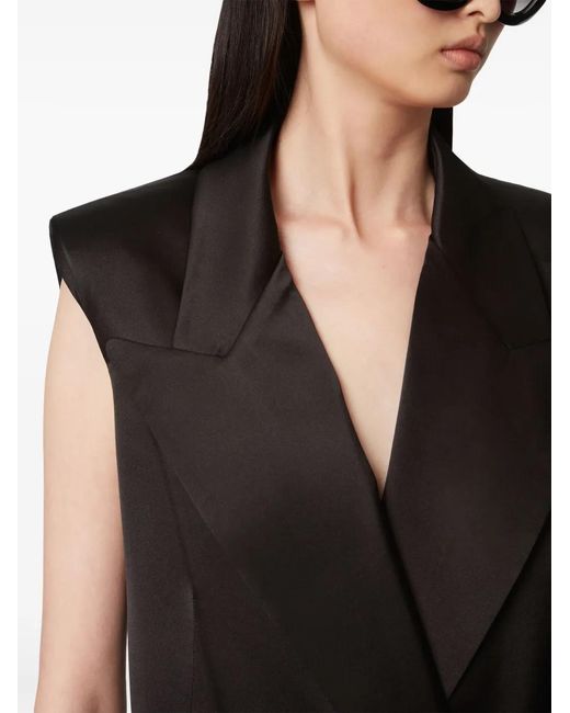 Nina Ricci Black Double-Breasted Satin Blazer