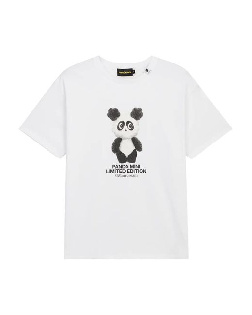 Mini Cream White Panda Mini Graphic-Print T-Shirt