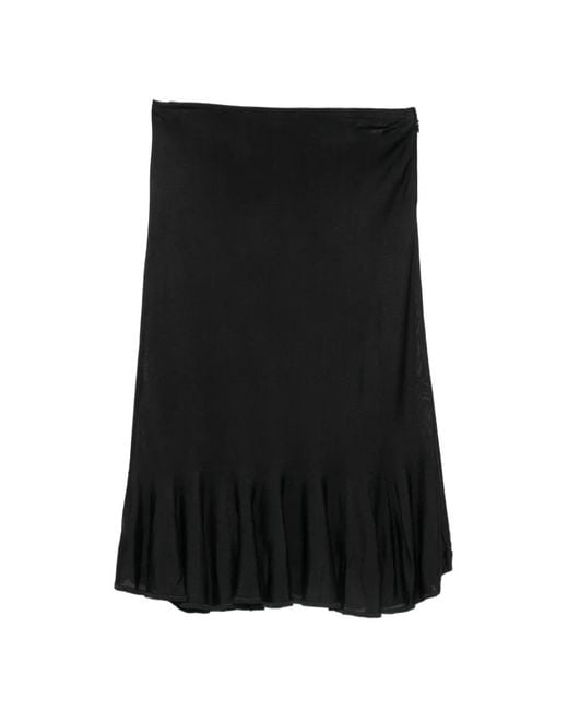 Totême Black Fluted-Hem Knitted Midi Skirt
