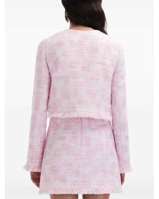 Oscar de la Renta Pink Textured Tweed Jacket