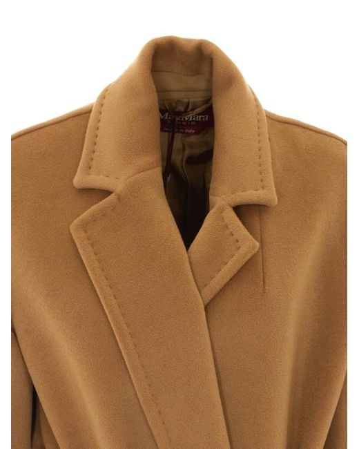 Max Mara Natural Belted Virgin Wool Coat