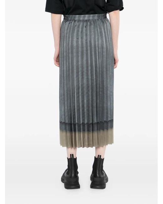 JNBY Gray Patterned Pleated Midi Skirt