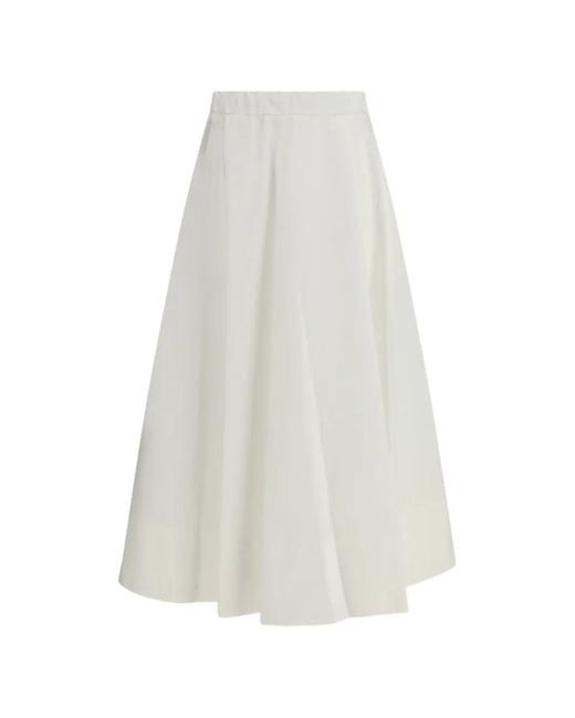 Cruna White Elasticated-Waist Skirt