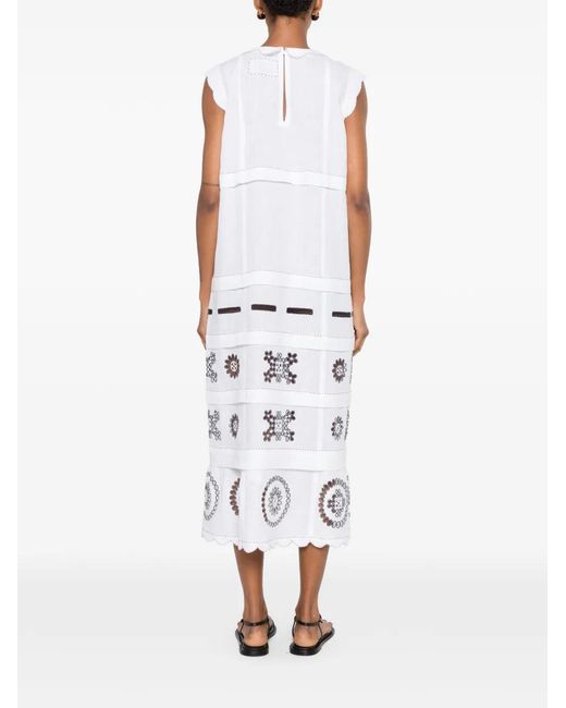 Vita Kin White Phoebe Embroidered Sleeveless Midi Dress