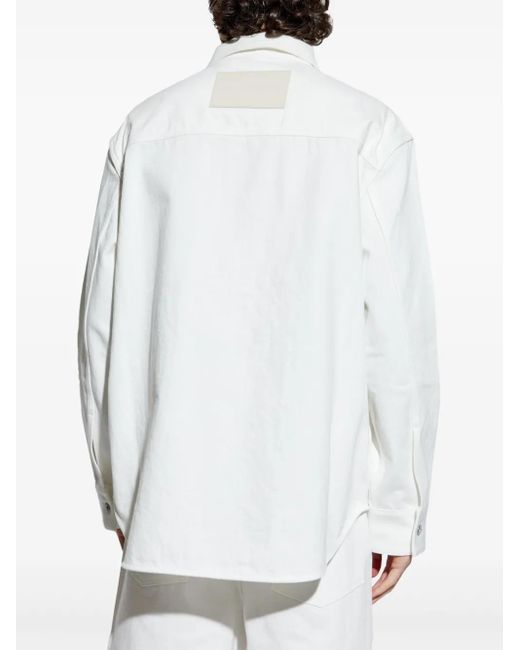 Jil Sander White Japanese Raw Denim Long-Sleeved Shirt for men