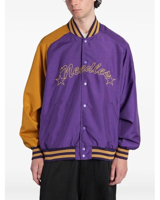 Needles Purple Logo-Embroidered Bomber Jacket for men