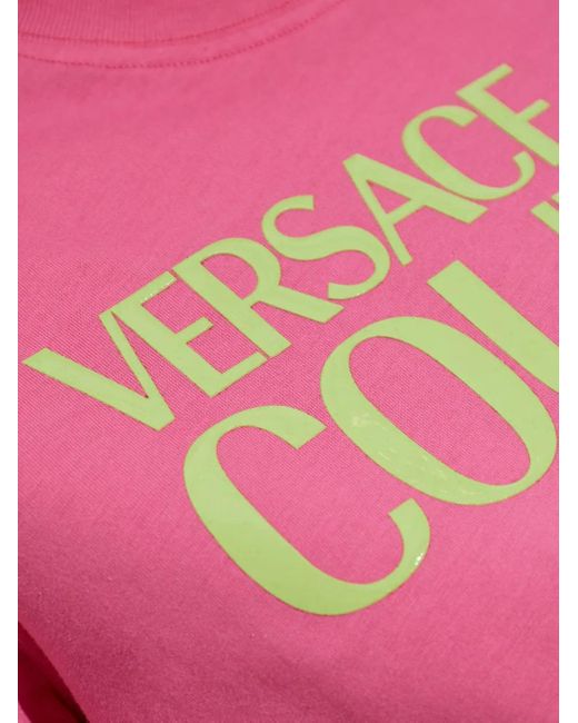 Versace Jeans Couture Pink Logo-Print T-Shirt