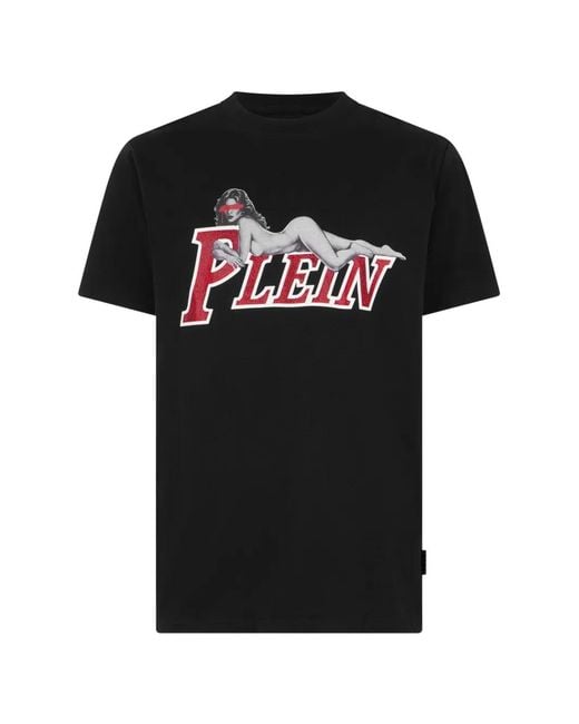 Philipp Plein Black Jersey T-Shirt Pin Up for men