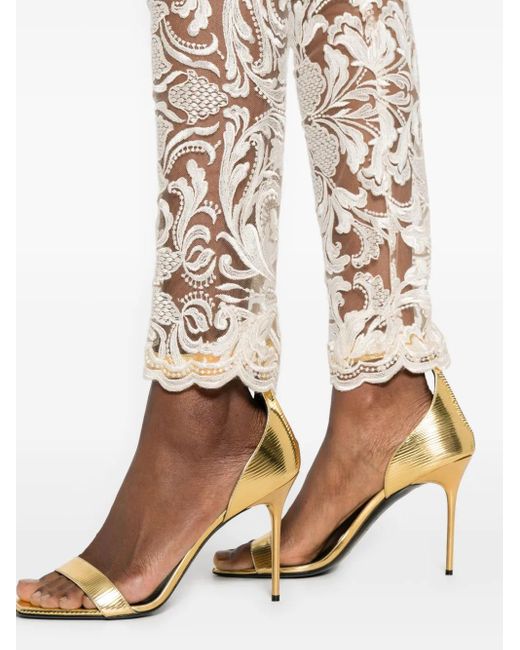 Gemy Maalouf Natural Floral-Lace Leggings