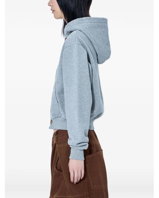 Abra Blue Button-Front Hoodie