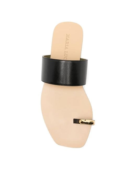 MARIA LUCA White Toe-Ring Leather Sandals