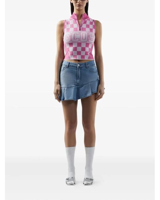 Gcds Pink Logo-Print Top