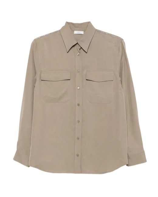Peserico Natural Buttoned Long-Sleeve Shirt