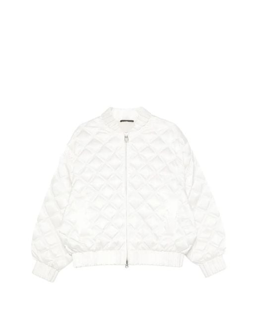 RAXXY White Quilted-Pattern Bomber Jacket