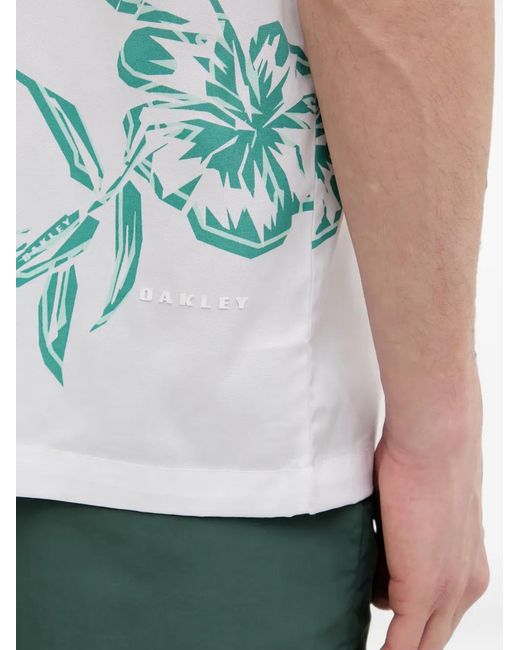 Oakley White Hibiscus Breeze Floral-Print Short-Sleeve Shirt for men