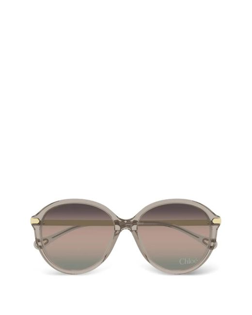 Chloé Gray Round-Frame Sunglasses