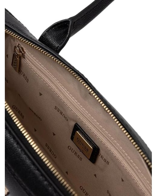 Guess Black Isobel Logo-Plaque Pebbled-Effect Tote Bag