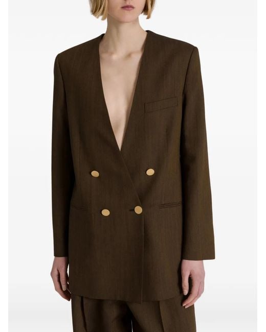 Alberta Ferretti Brown Button Double-Breasted Blazer