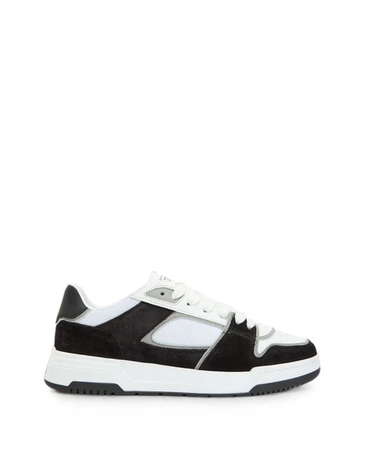 Cleens White Layup Panelled Sneakers