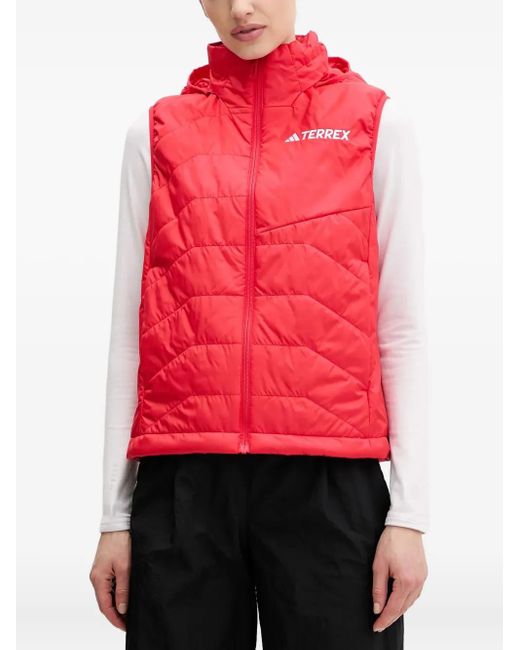 Chaleco acolchado con capucha Adidas de color Red
