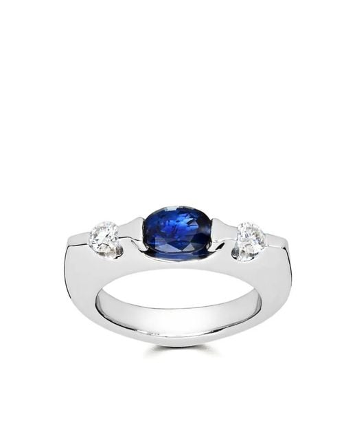 Jewels Aficionado 18Kt Witgouden Ring Met Saffier in het White