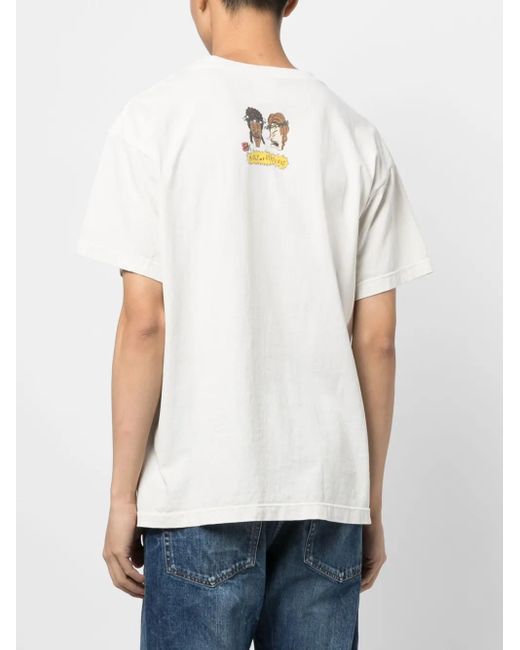 SAINT Mxxxxxx White Graphic-Print Cotton T-Shirt