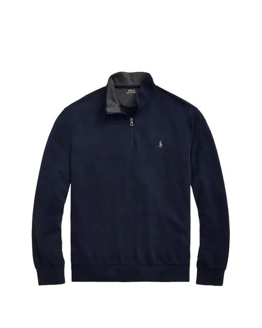 Polo Ralph Lauren Blue Quarter-Zip Knit Polo Shirt for men