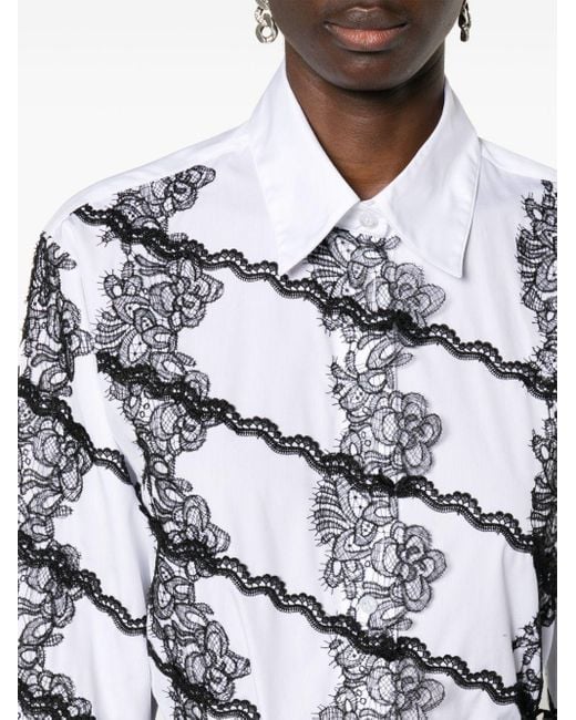 Viktor & Rolf Gray Lace-appliqué Cotton Shirt