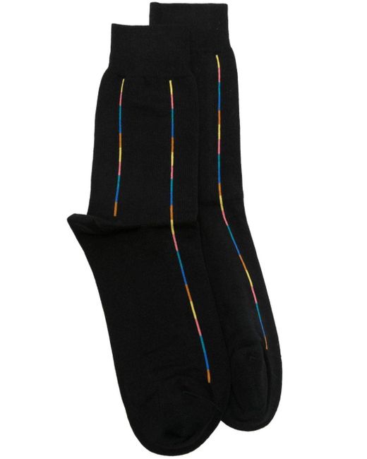 Paul Smith Black Artist Stripe Cotton Blend Socks for men