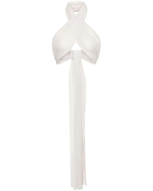 AMI White Silk Wrap Top