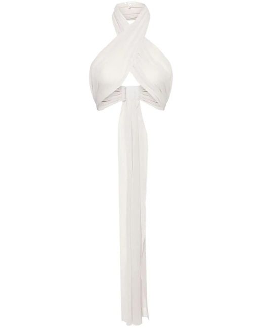 AMI White Silk Wrap Top