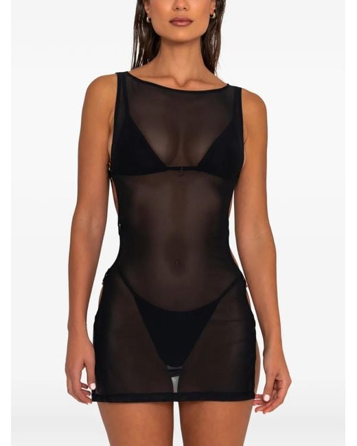 FAE SWIM Black Moana Mesh Beach Cover Up
