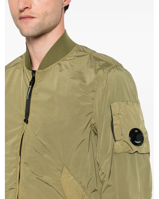 C P Company Green Nycra-R Lens Bomber Jacket for men