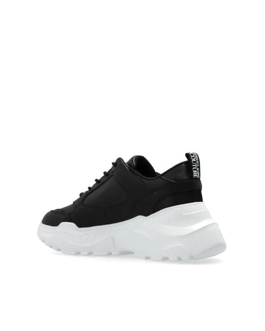 Versace Jeans Couture Black Leather Paneled Sneakers