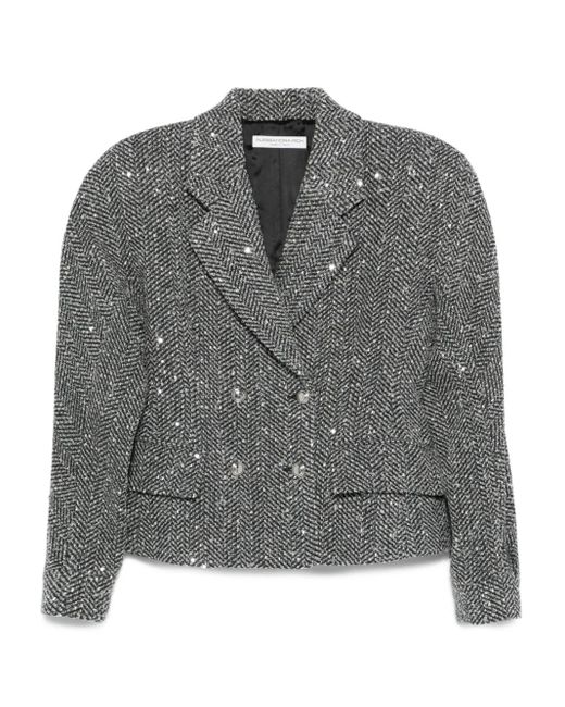 Alessandra Rich スパンコール ヘリンボーン ジャケット Gray