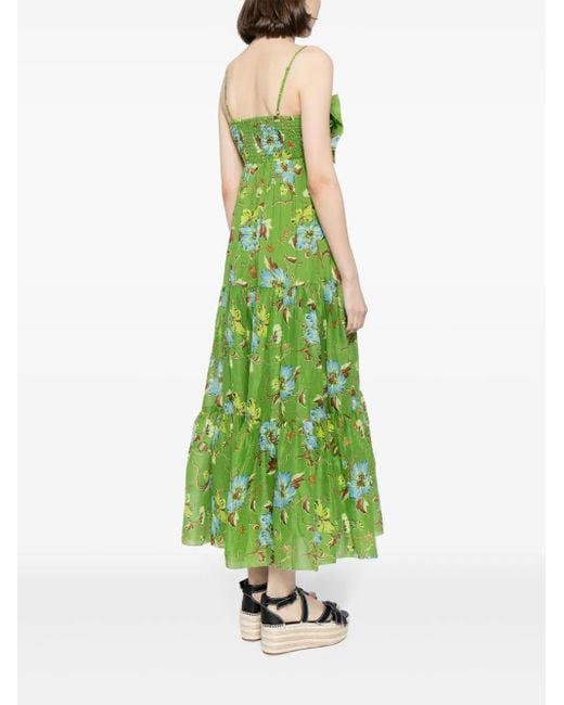 ALÉMAIS Hotel Lamu Midi-Jurk Met Bloemenprint in het Green