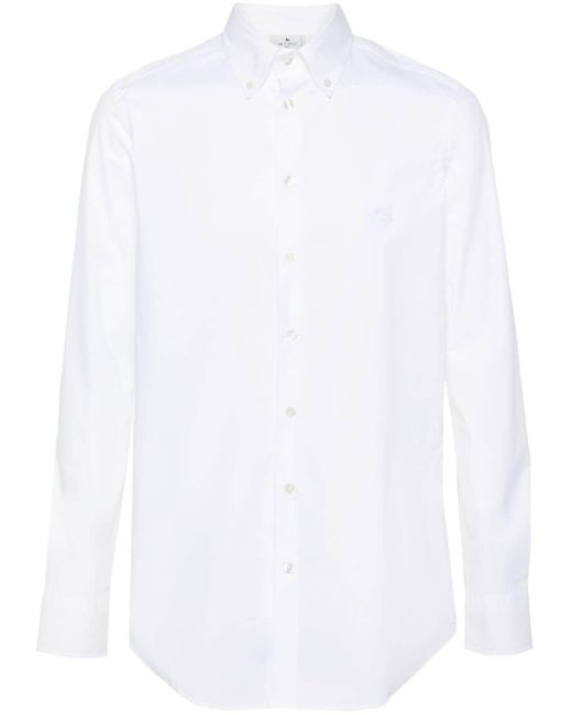 Etro Popeline-Hemd mit Pegaso-Stickerei in White für Herren