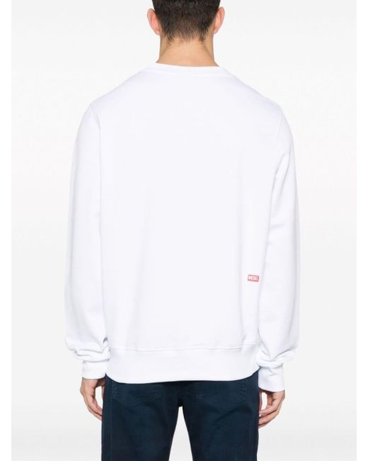 DIESEL White S-ginn-n1 Cotton Sweatshirt for men