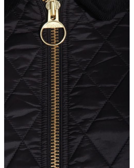 Barbour Black Diamond-Quilted Zip-Front Coat