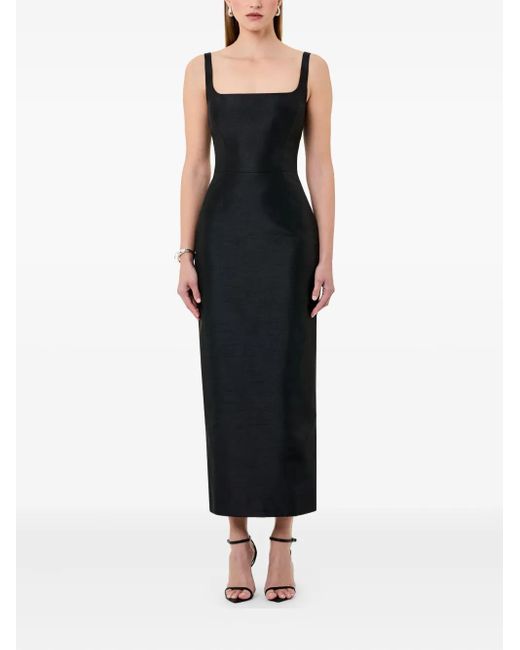 Vestido midi con cuello cuadrado Nicholas de color Black