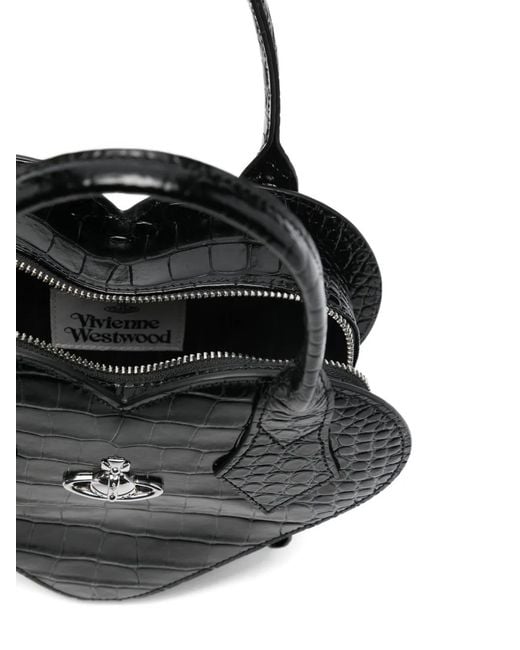 Vivienne Westwood Black Heart-Shape Embossed Tote Bag