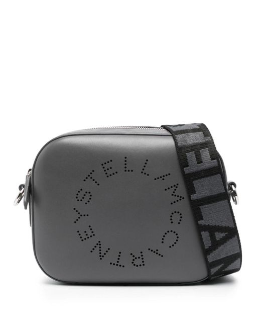 Stella McCartney Gray Logo Perforated Crossbody Bag