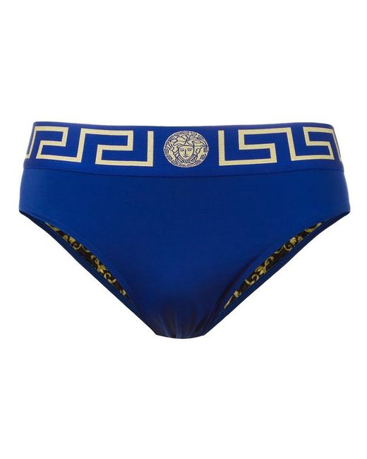 Lyst Versace Greek Key Medusa Swim Briefs in Blue for Men