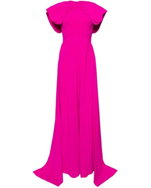 Saiid Kobeisy Pink Crepe Jumpsuit With Back Overskirt