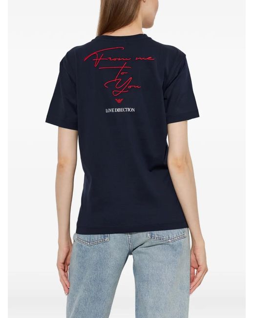 Emporio Armani Blue Mercerized Jersey T-Shirt Valentine's Day Capsule