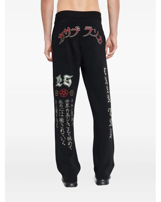 Casablanca Blue Embroidered Drawstring Trousers for men